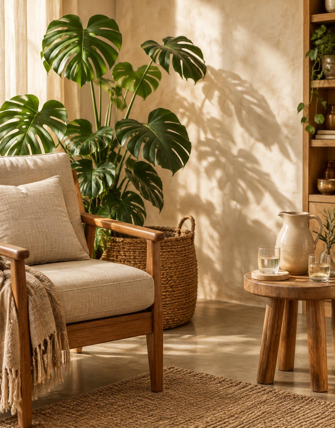 A calm, plant-filled corner of the Sanidhya Naturopathy Center consultation space